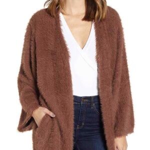 PRIMA Eyelash Fuzzy Oversized Cardigan Size S Cozy Soft